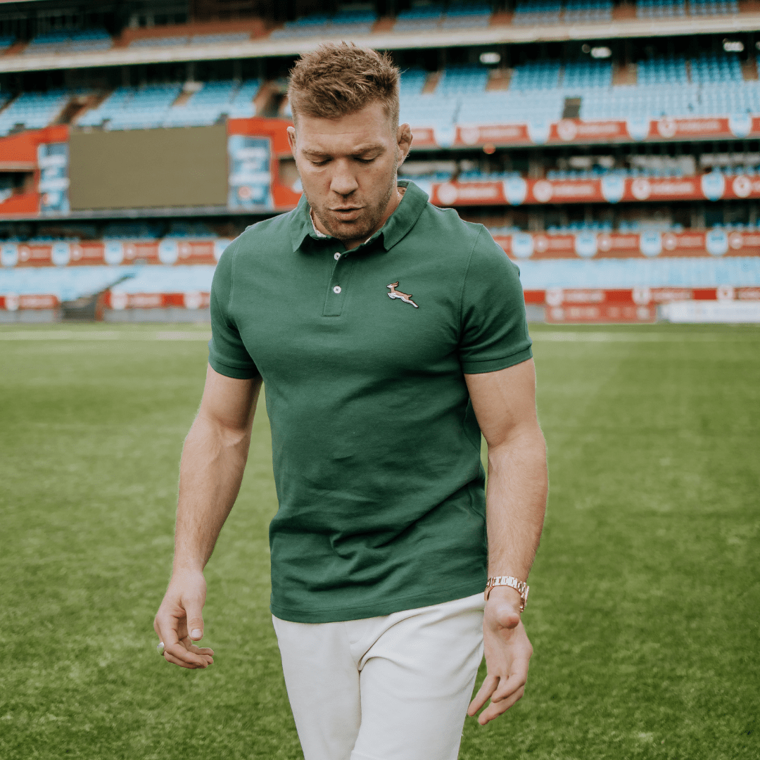 Springboks Nat Badge SS Polo-OS Green