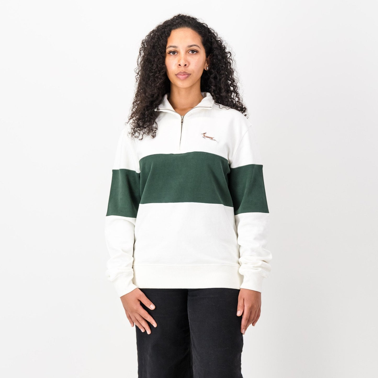 Springboks Classic Hoop Quarter Zip-Cloud Dancer