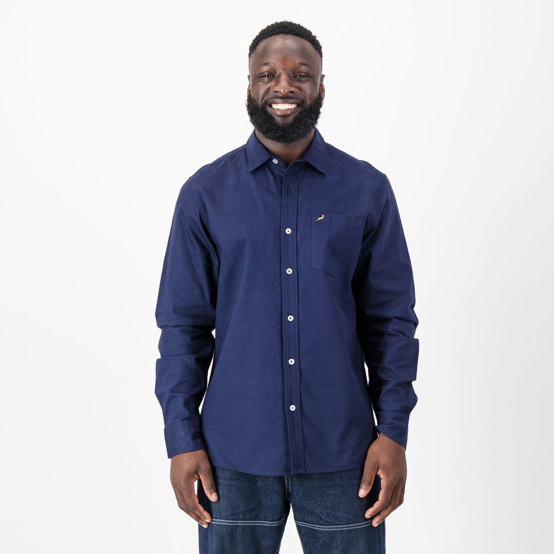 Springboks Classic Oxford Long Sleeve Shirt-Navy