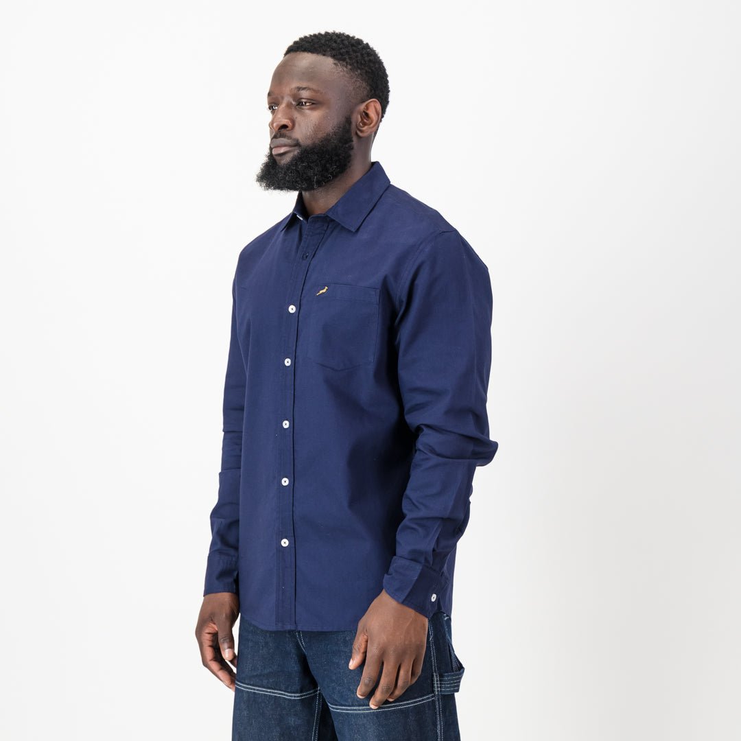 Springboks Classic Oxford Long Sleeve Shirt-Navy