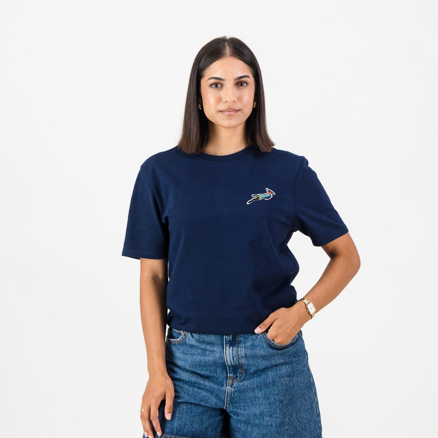 Springboks Flag Bok Regular Crew Tee-Navy