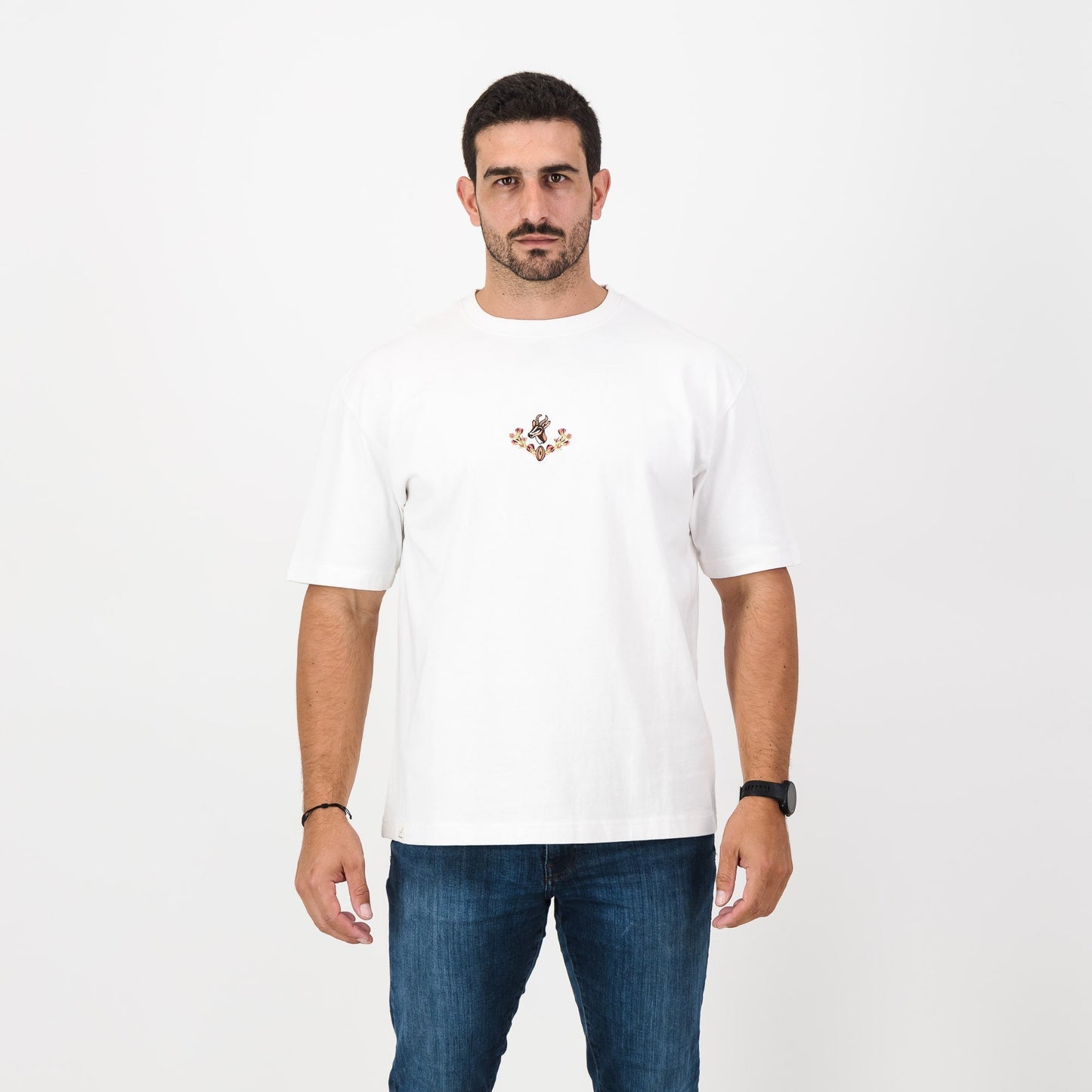 Springboks Wreath Boxy Crew Tee-White