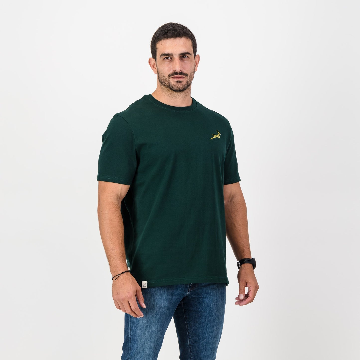 Springboks Zig Zag Bok Regular Crew Tee-OS Green