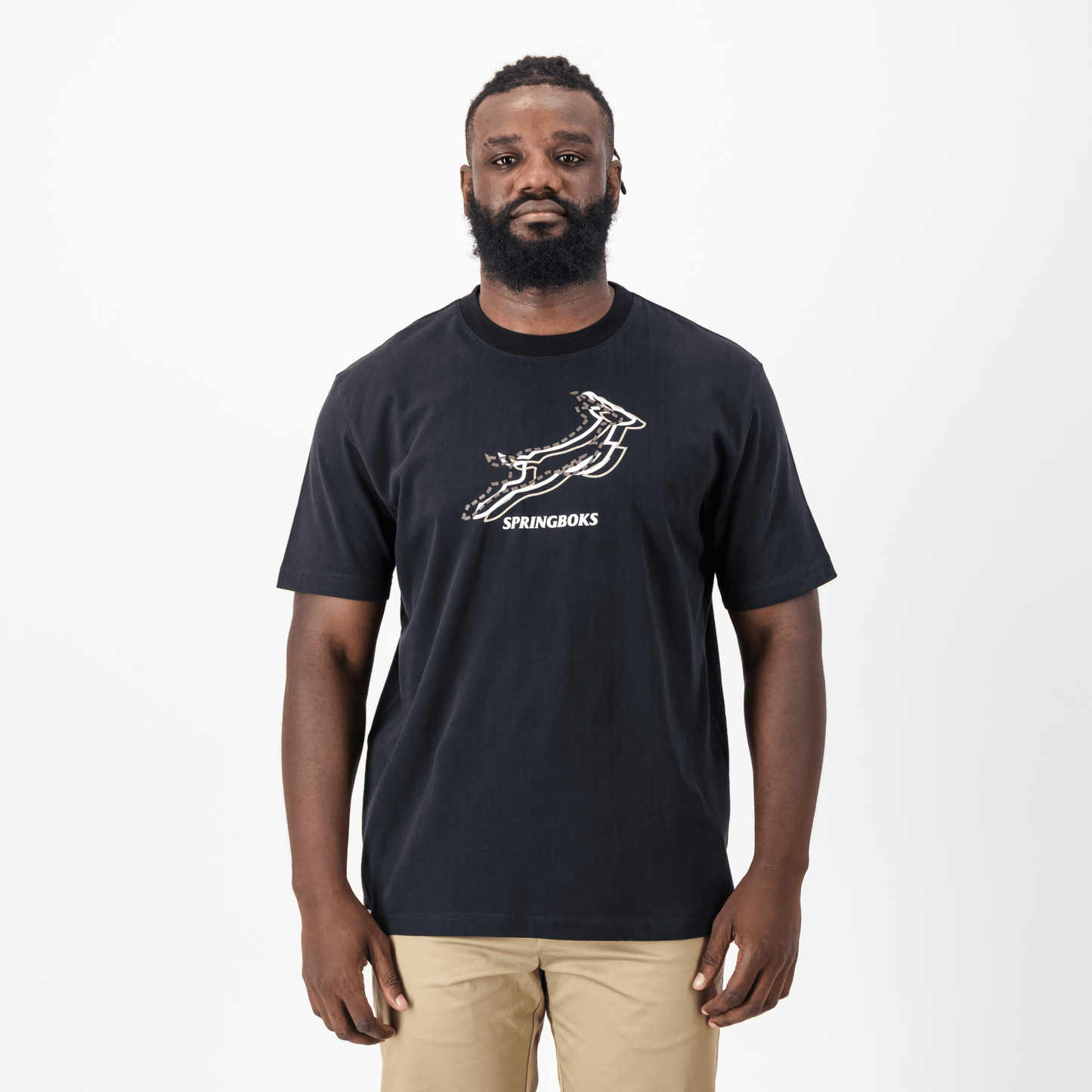 Springboks Triple Bok Regular Crew Tee-Black