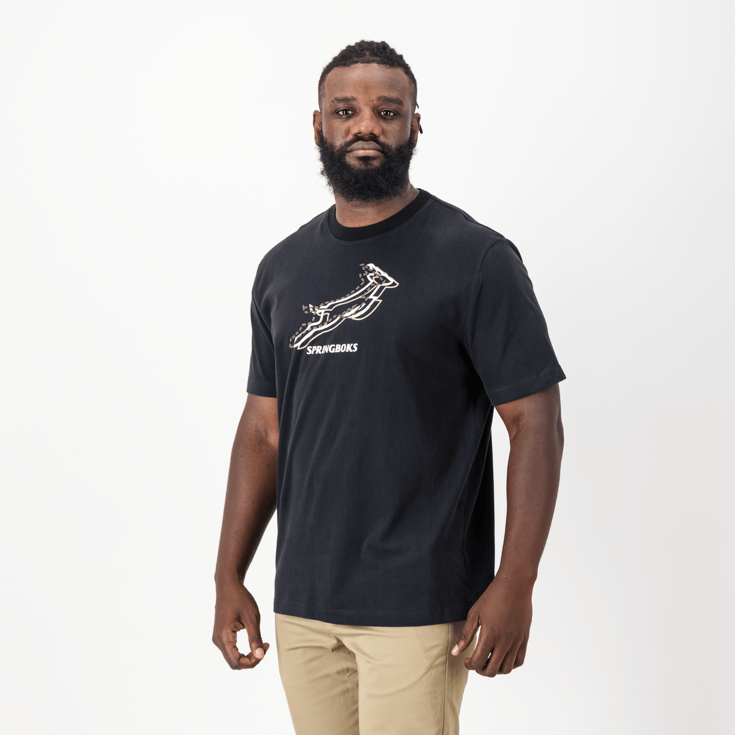 Springboks Triple Bok Regular Crew Tee-Black