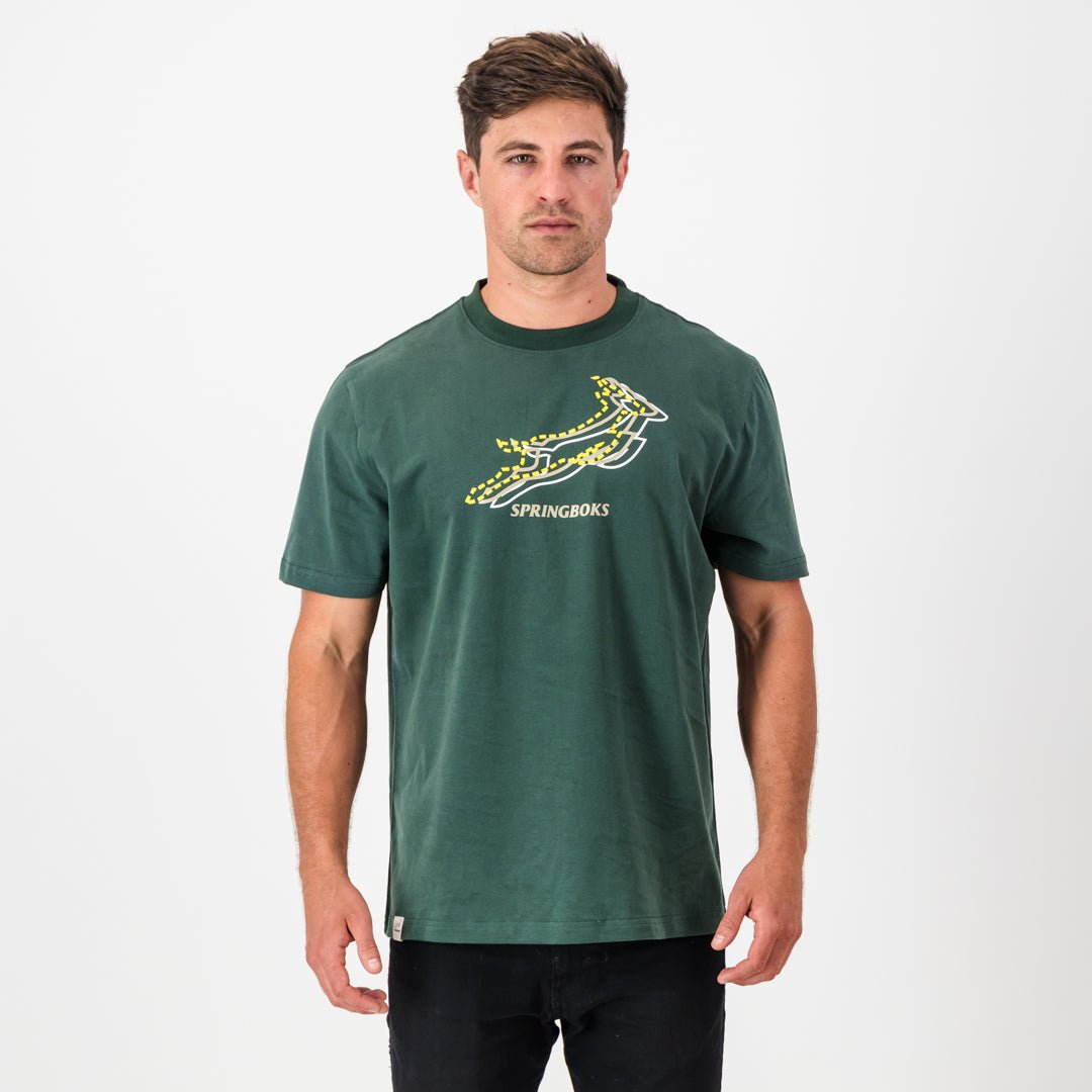 Springboks Triple Bok Regular Crew Tee-OS Green