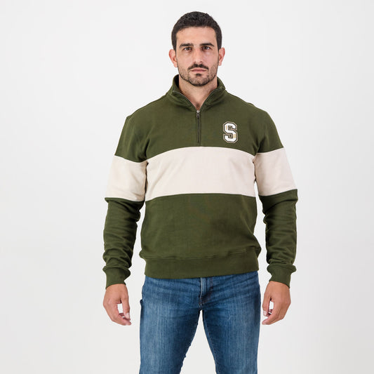 Stillknocks S Hoop Quarter Zip Sweat-Military Olive