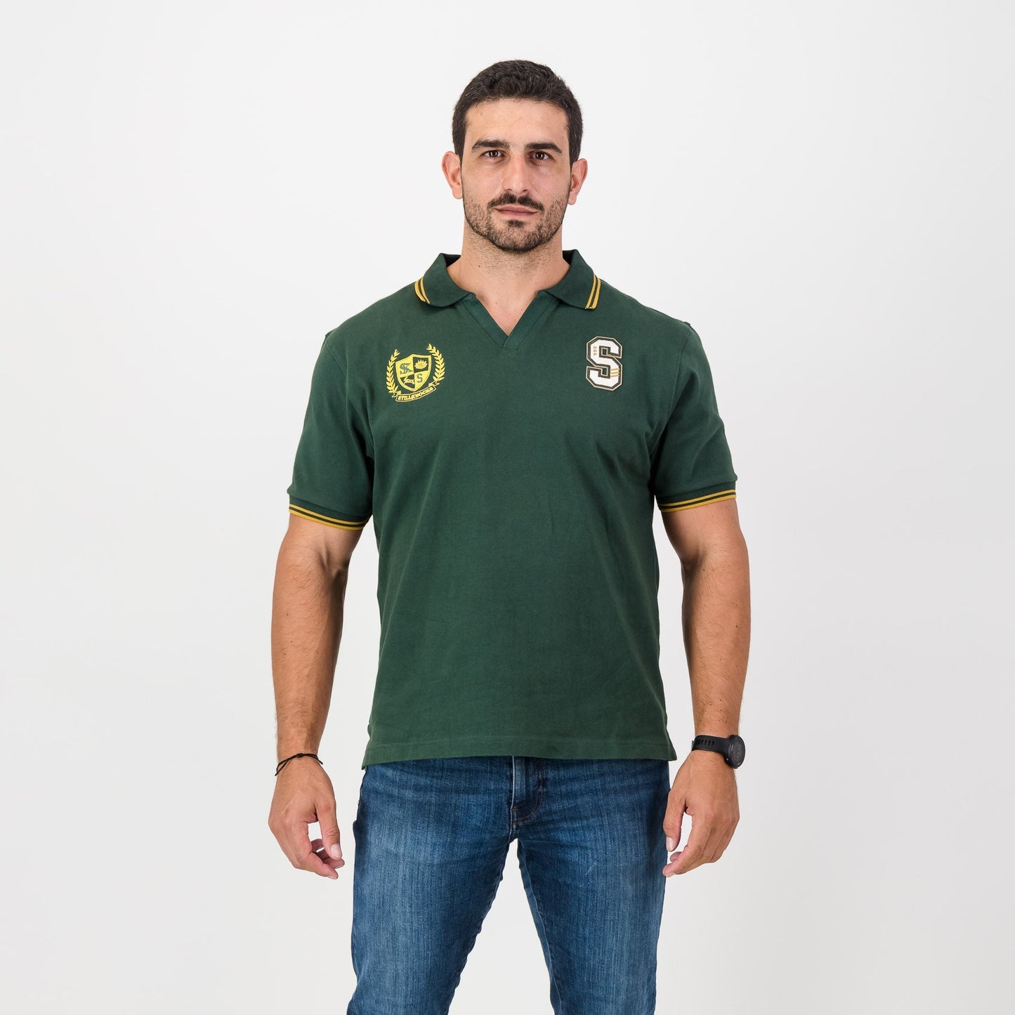 Stillknocks V Tipped SS Polo-OS Green