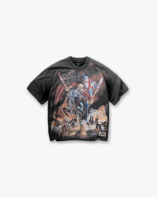 Represent X Iron Maiden Steed T-Shirt - Stained Black