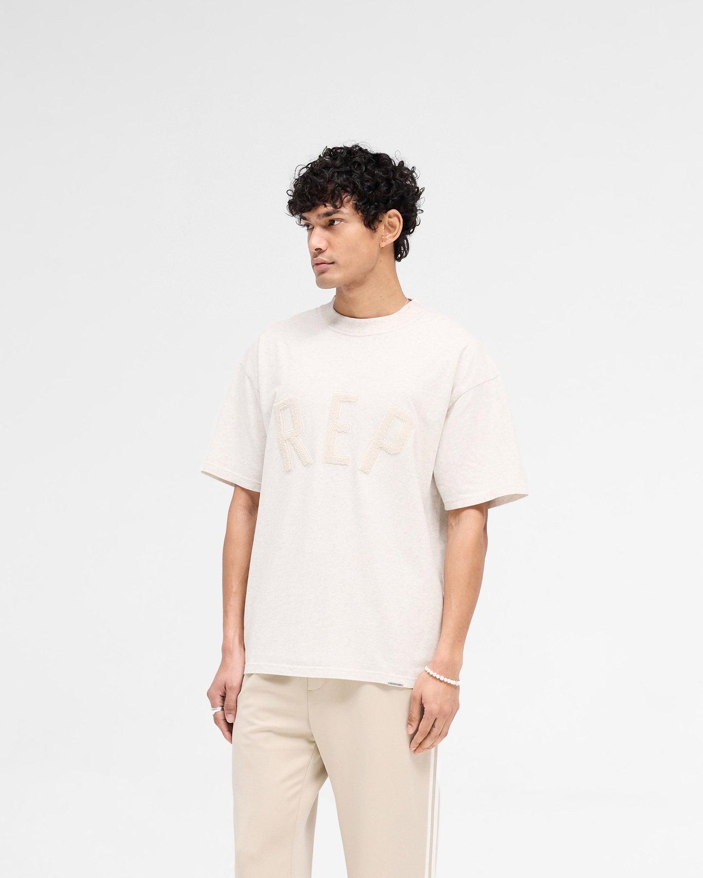 Rep Applique T-Shirt - Cream Marl
