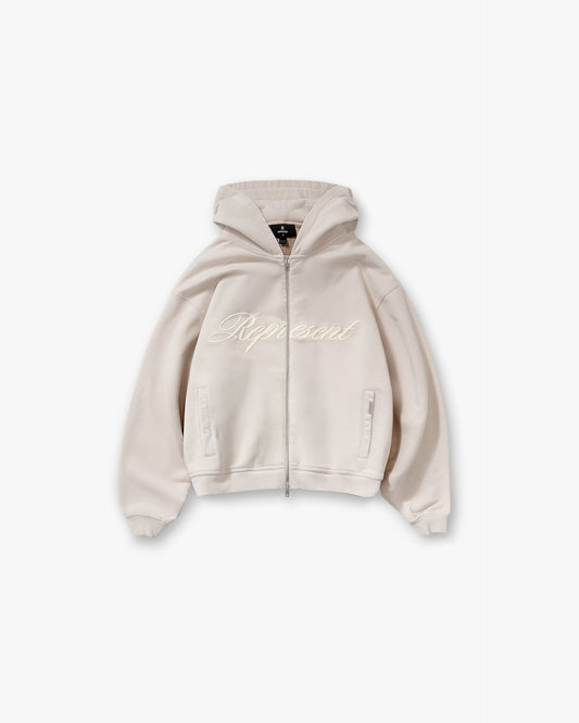 Script Logo Zip Hoodie - Concrete